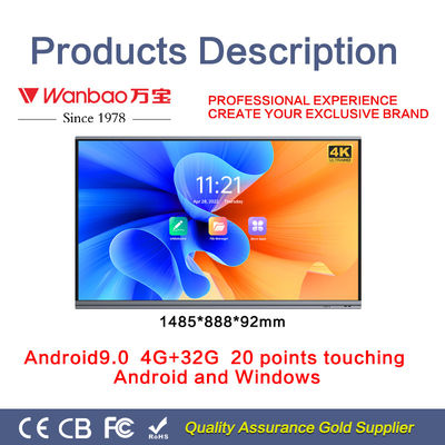 H11 75 Inch Cerdas Interaktif Panel Datar Multi Touch Kelas Papan Sekolah Digital