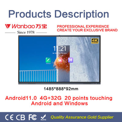 H10S 75 '' Smart Interactive Flat Panel School 4K Monitor Layar Sentuh