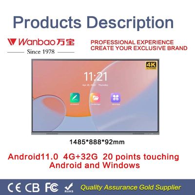H10 75 ''Layar Panel Datar Interaktif Papan Cerdas Digital Disesuaikan Untuk Ruang Kelas