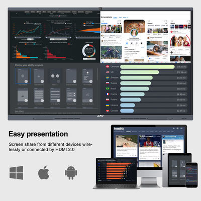 H11D 86 Inch High End Office Interactive Panel Smartboard Dengan 40 Titik Sentuh