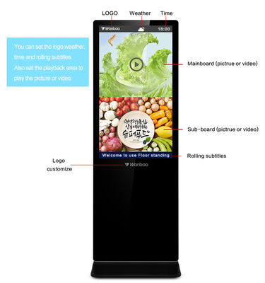 Iklan 55 inci totem outdoor dengan layar lcd layar sentuh untuk sistem android pilihan