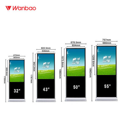 Remote Management Floor Standing LCD Advertising Player Untuk Periklanan Dalam Ruangan
